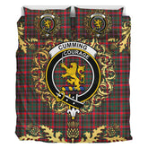 Cumming Hunting Modern Tartan Crest Bedding Set - Golden Thistle Style